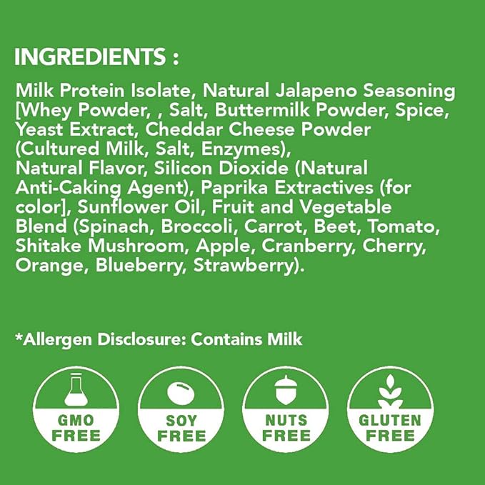 Better Than Good Savory Keto Gluten-Free Jalapeno Cheddar Protein Puffs (12-Pack) - Paleo Low Sugar Low Calorie Diabetic Friendly Snacks | 16g Protein &amp 2 Servings of Fruits &amp Veggies