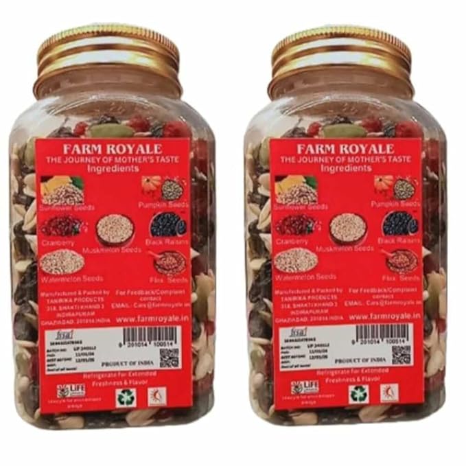Farm Royale Ready to eat snack seven in one mix-1+1 Combo -(250 gm &amp 250gm) ||100% Pure and Natural||Export Quality||Hand picked materrial