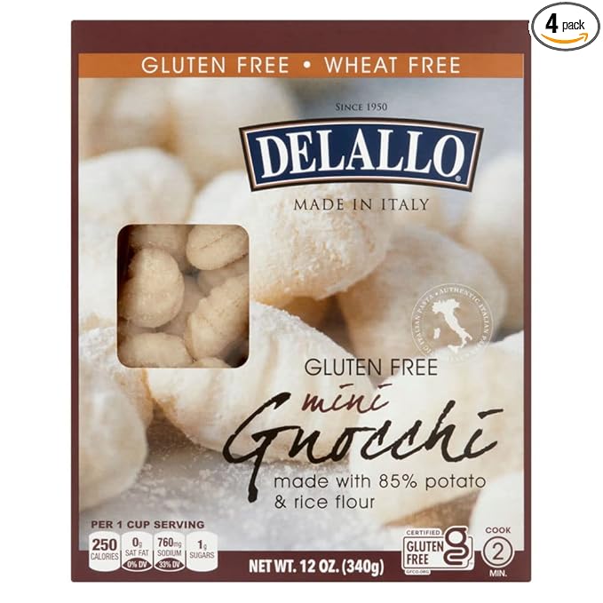 DeLallo Gluten Free Potato &amp Rice Mini Gnocchi 12oz Box 4-Pack
