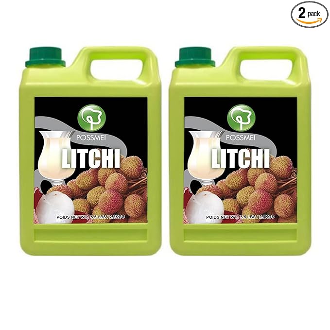 Possmei Litchi Flavored Syrup 5.5 Pound Plastic Jar 2 Pack