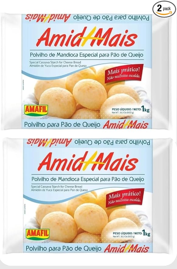 Mistura preparada para Pao de Queijo Brasileiro Amafil 1 kg - Pack of 2 x 1Kg - Brazilian Mix Cheese Bread