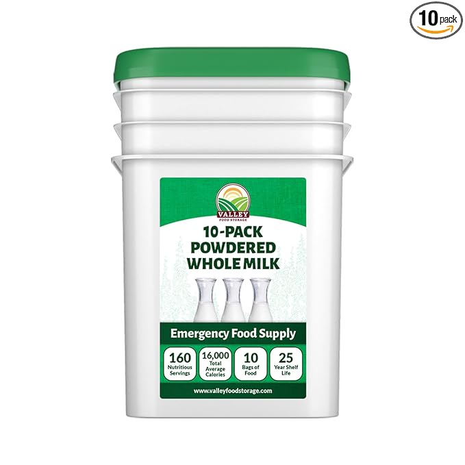 Valley Food Storage Whole Milk Powder | Contains Vitamin A &amp Vitamin D | Powdered Milk Long Term Storage 25 Year Shelf Life | Camping Food Backpacking Meals Prepper Supplies &amp Survival Food