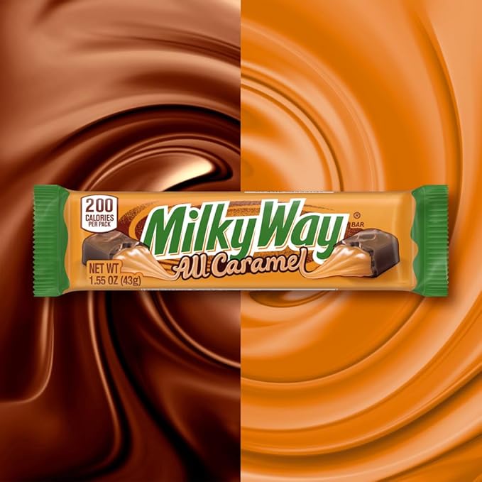 MILKY WAY All Caramel Milk Chocolate Bar Caramel Candy Full Size Bar 1.55 Oz Single Pack 24 Count
