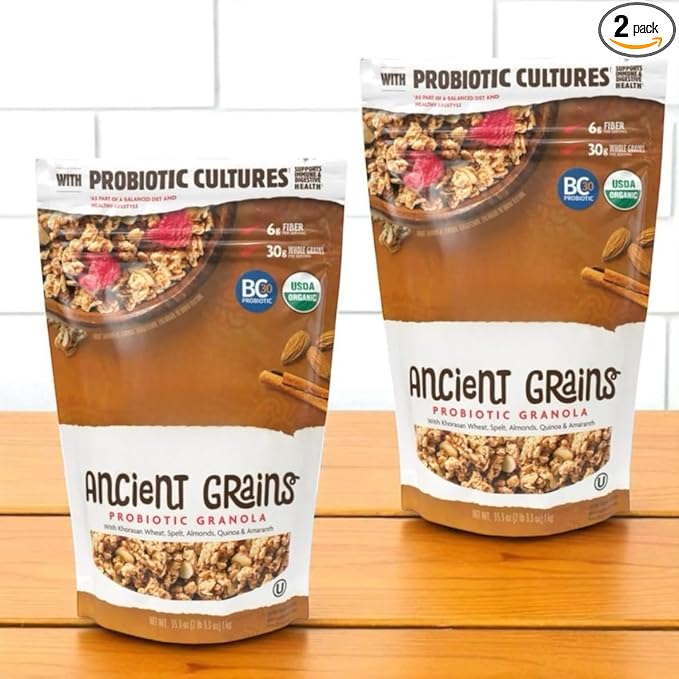 Kirkland Inspired Organic Ancient Grain Granola – 2-Pack of 35.3 oz Bags Probiotic Cereal with Khorasan Quinoa Spelt Almonds &amp Amaranth USDA Organic Kosher