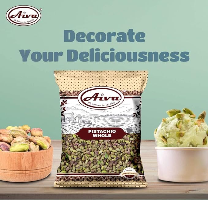 Aiva Raw Pistachios No Shells Unsalted (1 LB) – Premium Whole Nuts for Snacking Cooking and Baking