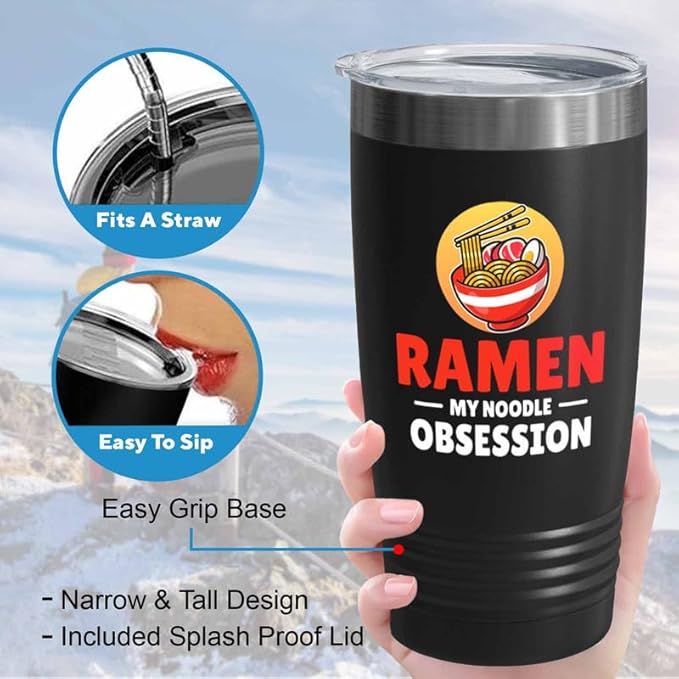 Ramen Lover Black Edition Viking Tumbler 20oz - my noodle obsession - Food Lovers chicken pumpkin vegan pantry spicy noodles