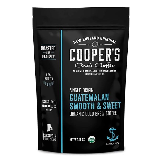 Guatemala Organic Cold Brew Coffee Single Origin Gourmet Beans Tasting Notes of Milk Chocolate Creamy Caramel &amp A Hint of Orange Medium Roast Coarse Ground Beans 16 oz Coffee Bag