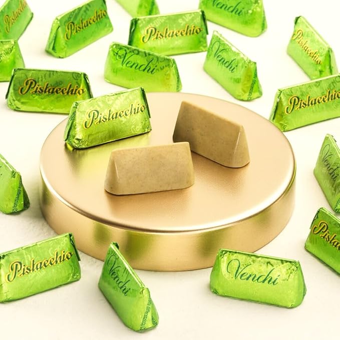 Venchi - Pistachio Gianduiotto Chocolates Pistachio Flavor with White Chocolate Chocolate Candy Bulk Gluten-Free 2.2 lb Bag