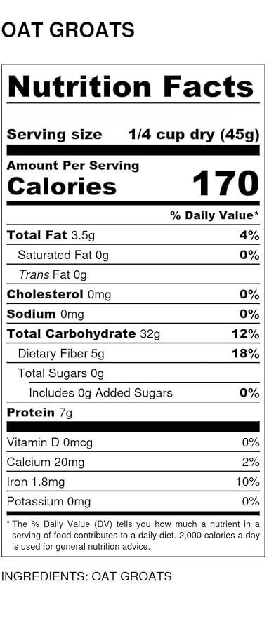 Grain Millers Oat Groats Steel Cut Bulk Delicious Breakfast Oatmeal or Porridge High in Dietary Fiber and Protein50lb bag from Country Life