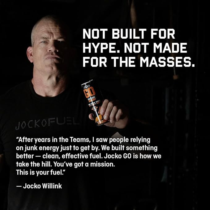 Jocko GO Energy Drink (Afterburner Orange) - Keto Vitamin B12 Vitamin B6 Electrolytes L Theanine Magnesium- Energy Boost Sugar Free Nootropic Monk Fruit Blend - 12 Pack