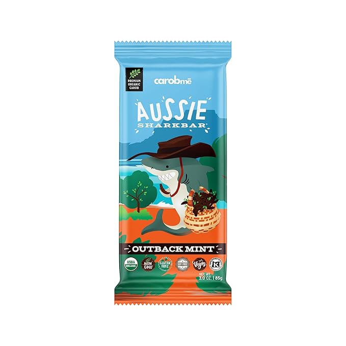 CAROBME ORGANIC OUTBACK MINT CAROB BAR | Vegan Soy Free Gluten-Free | Caffeine Free Substitute for Chocolate Candy and chocolate bars