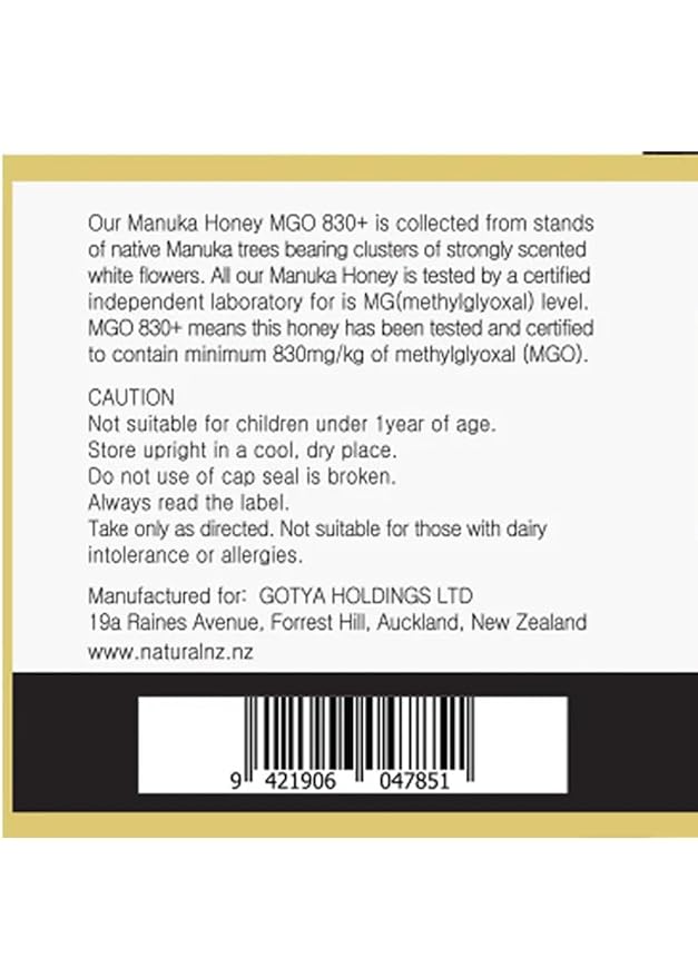 Natural NZ Manuka Honey MGO 830+ 250g (1)