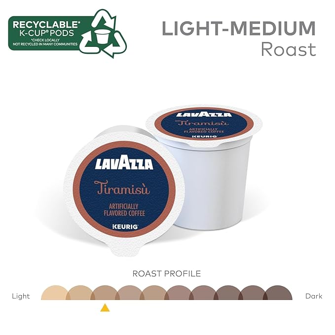 Lavazza K-Cup Coffee Pods Variety Bundle for Keurig Brewers – Light &amp Medium Roast Single-Serve K-Cup Coffee Pods 40 Count Assorted Flavors (20 Tiramisu &amp 20 Caramel Biscotti)
