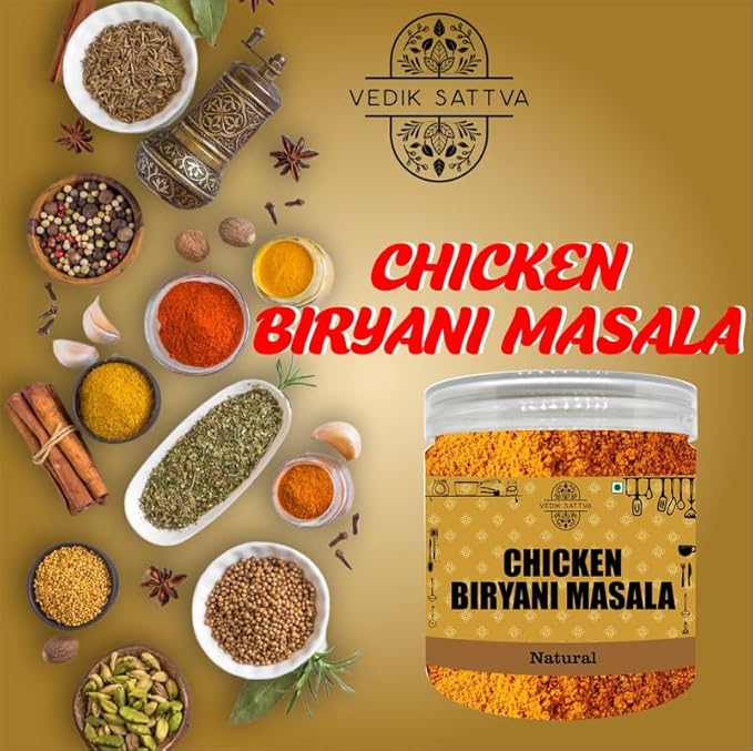 Vedik Sattva Natural Chicken Biryani Masala 8.82 OZ / 250 GM | Pack Of 1 Box