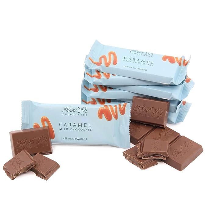 Ethel M Chocolates Premium Milk Chocolate Caramel Filled Bars Individually Wrapped Chocolate Candy Bars for Gifting Holidays &amp Everyday Indulgence (8 Pieces)