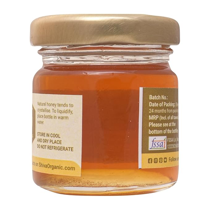 Shiva Organic's Van Tulsi Nectar Honey - NMR Tested Natural Honey No Added Sugar Flavorful - 1.76 Ounce (50g)