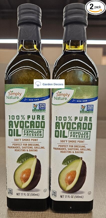 Generic Simply Nature NON-GMO 100% Pure Avocado Oil Expeller Pressed 17fl oz 500ml (Two Bottles)