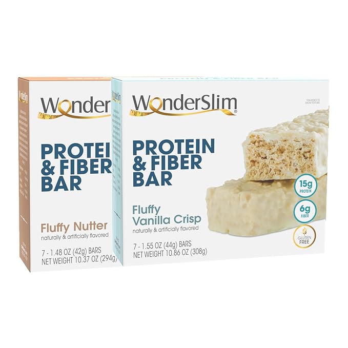 Wonderslim Protein Fiber Bar Bundle Fluffy Nutter &amp Fluffy Vanilla Crisp