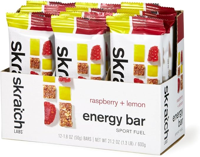 SKRATCH LABS Energy Bar | Raspberry + Lemon (12 pack) | Plant Based Healthy Snack | Low Sugar - 4g Protein | non-gmo gluten free soy free vegan kosher