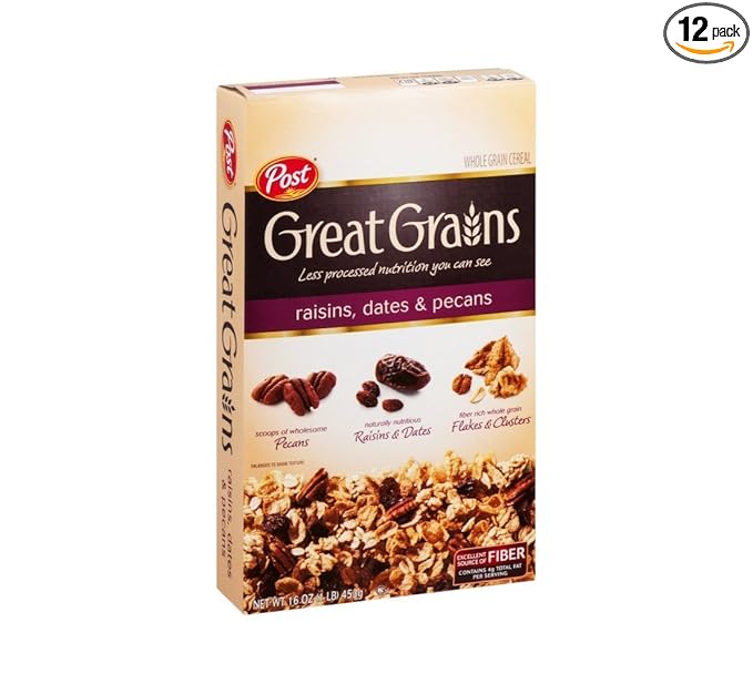 Post Selects Great Grains Raisins Dates &amp Pecans Whole Grain Cereal 16 oz (Pack of 12)