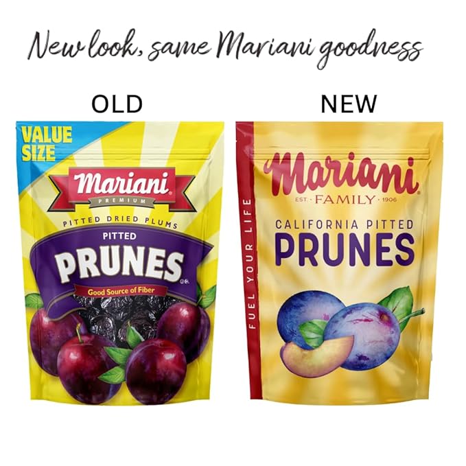 Mariani Pitted Dried Prunes No Sugar Added 30 Ounces (Pack of 1) - Resealable Bag