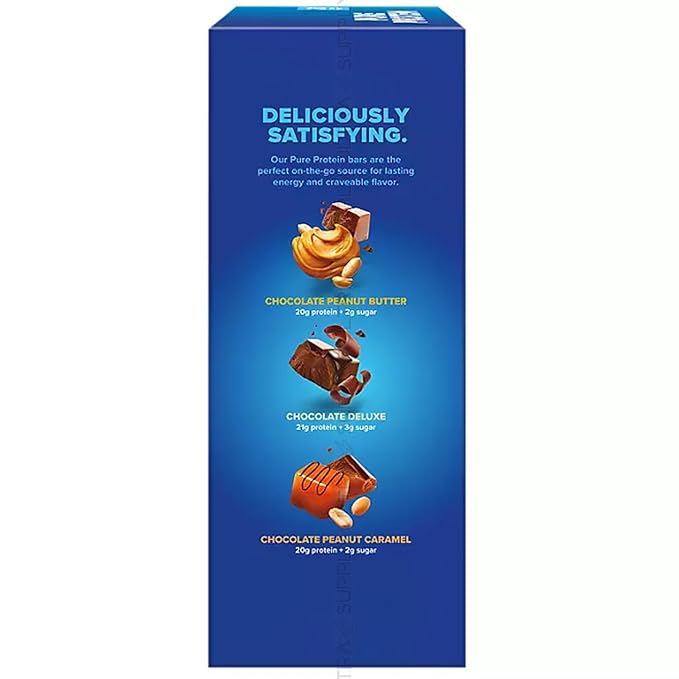 Pure_Proteins Bars (23 Count.) Chocolate Variety Pack – Up to 21g Protein Low Sugar Gluten Free Snack – Chocolate Peanut Butter Deluxe &amp Peanut Caramel