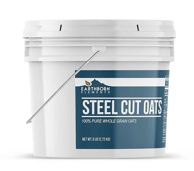Earthborn Elements Steel Cut Oats (1 Gallon) Also Called Irish Oatmeal Breakfast Resealable Bucket