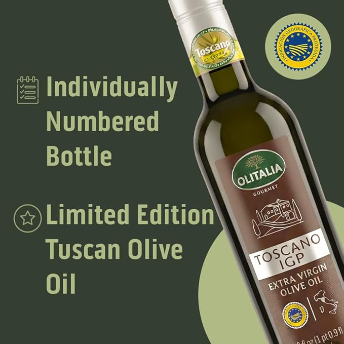 Olitalia Extra Virgin Olive Oil – Toscano IGP Italian Single Origin Limited Edition (3 Pack) – EVOO High in Polyfenol Cold Pressed Extracted and Bottled in Italy - ideal for Dressing.
