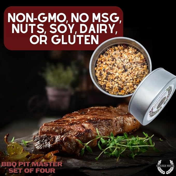 BBQ Pit Master Collection | 4 Gourmet Seasonings &amp Spice Rubs | All Natural Mon GMO | Hand Crafted in Small Batches | Made in USA | Sustainably Sourced Ultra Premium Spices | GLP-1 Friendly | Ma
