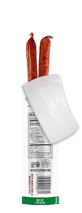 Wenzel’s Farm Jalapeno Cheddar Sticks │Snack Sticks │ Flavorful Naturally Smoked │ High Protein Low Carb │ No MSG Fillers Binders Artificial Colors │ Gluten Free | 32 sticks (16 packs of 2)