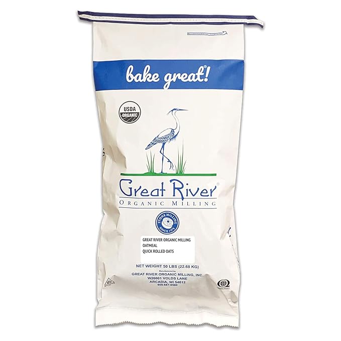 Great River Organic Milling Oatmeal Quick Rolled Oats Organic 50-Pounds (Pack of 1)