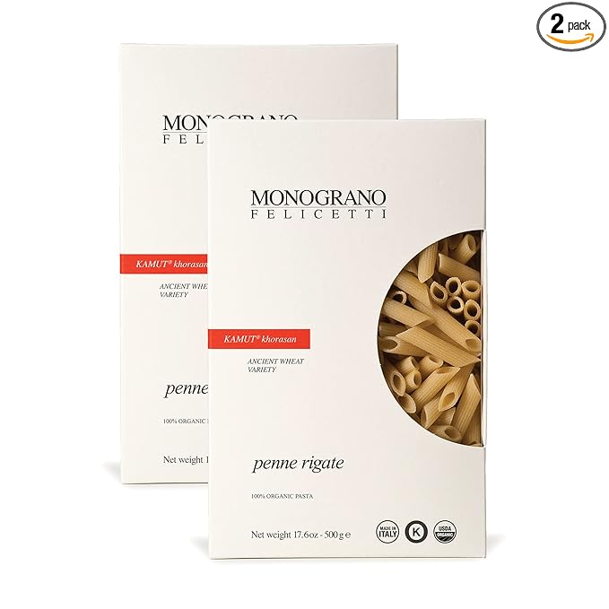 Monograno Felicetti Kamut Penne Rigate Pasta Italian Organic Non-GMO 17.6oz (500g) 2 Pack