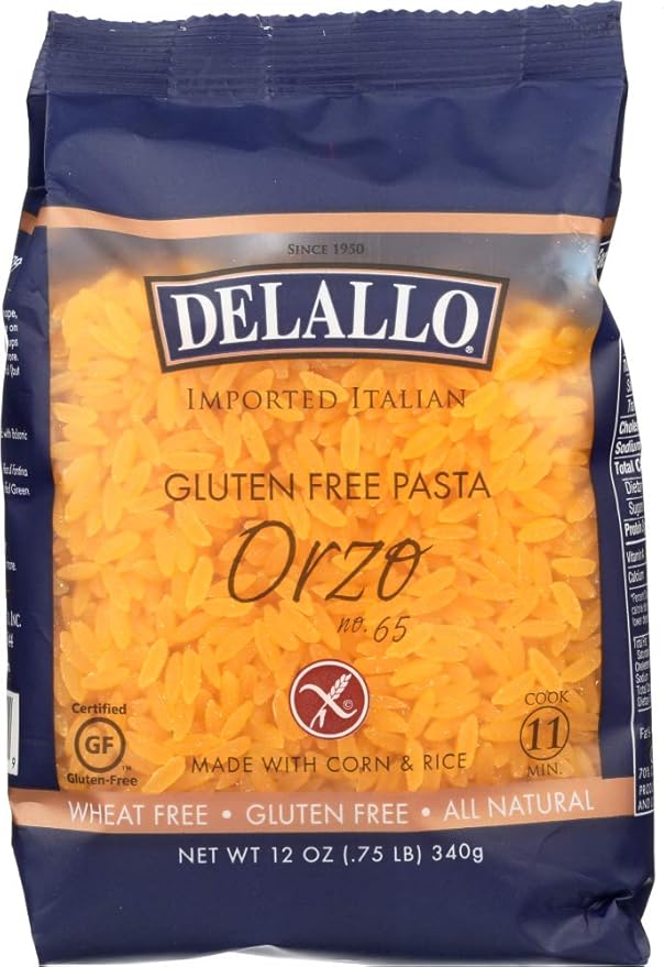 Delallo Gluten Free Orzo No.65 Pasta 12-12 Oz Packages