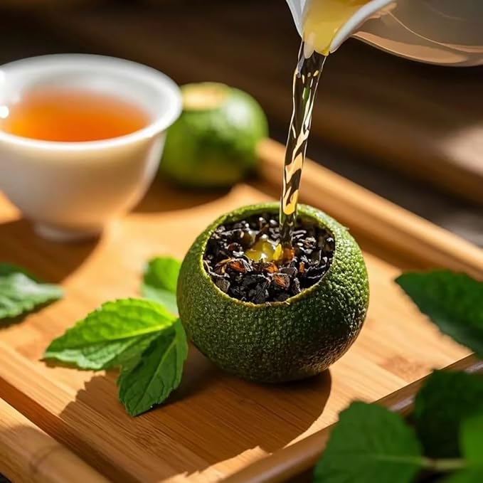 Xiao Qing Gan Pu-erh Tea – Aged Tangerine Peel with Fermented Yunnan Tea – Citrus Pu'er Tea – 15.16oz (430g) Whole Mini Tangerines生晒新会小青柑柑普茶天马一号