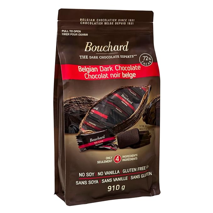 Bouchard Premium Belgian Dark Chocolate with 72% Cacao | Individually Wrapped Pieces (2 LB) (3 pack)