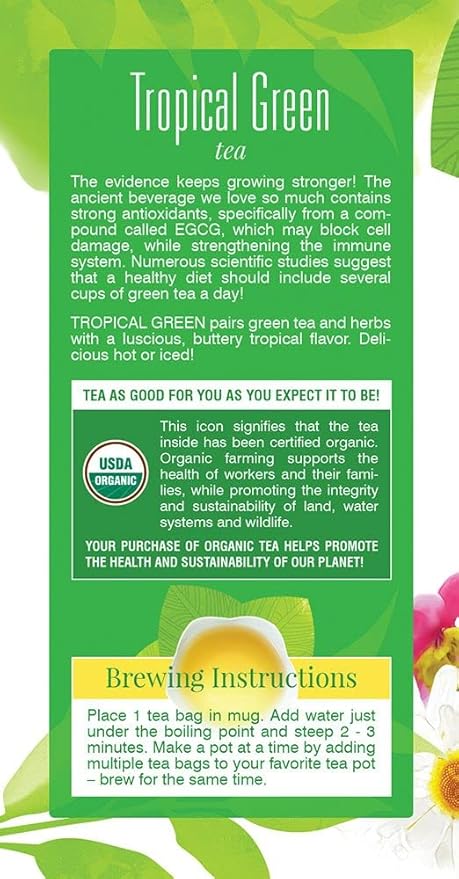 Davidson's Organics Tropical Green 25-count Tea Bags Pack of 6