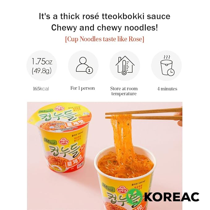 KOREAC_Korean Instant Diet Ramen Cup of Noodles Rosé - Low Calorie Snack Delicious Rosé Flavor(165kcal X 6pcs) Very Popular in Korea