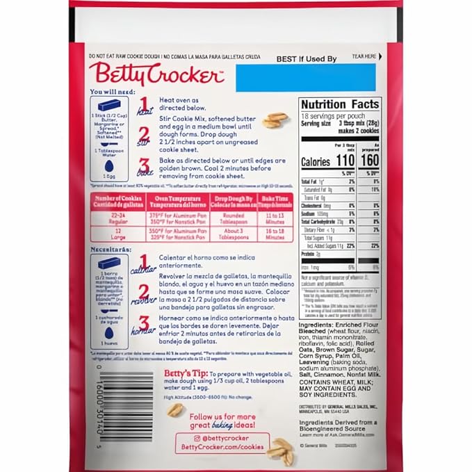 Betty Crocker Cookie Mix Oatmeal 17.5 oz (Pack of 4)