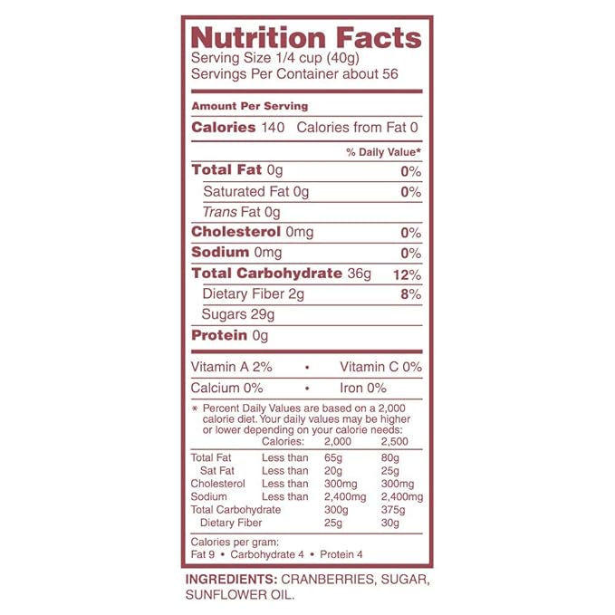 Fresh Gourmet Dried Cranberries | 5 Pound | Bulk Size | Snack and Salad Topper