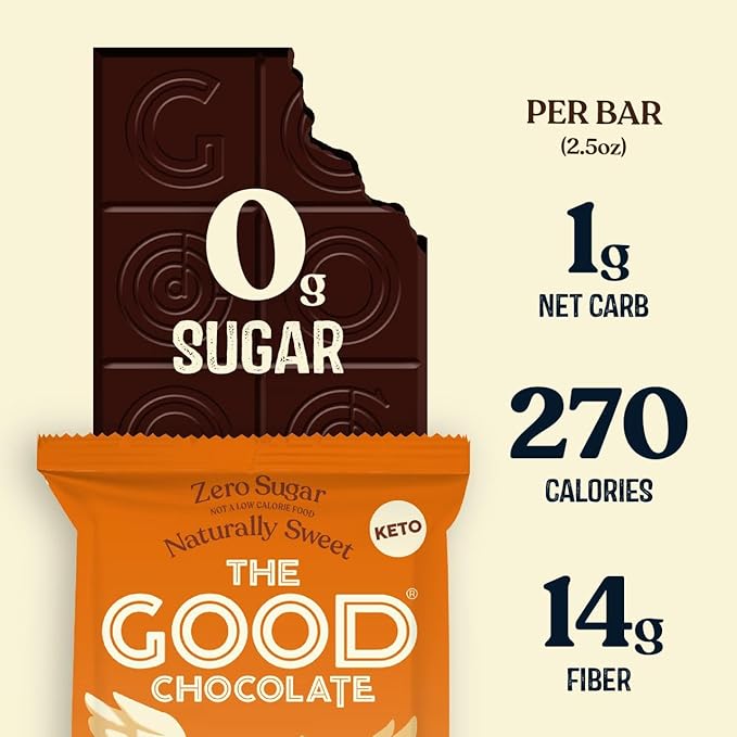 THE GOOD CHOCOLATE – Coconut Turmeric Dark Chocolate Bars with Zero Sugar &amp Lower Net Carbs – Keto Chocolate Bar with Lower Calories All Natural and Non-GMO Keto Snacks 2.5 oz (6 Bars Value Pack