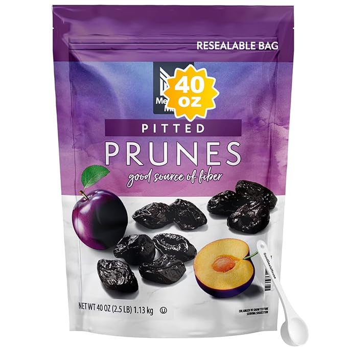 Pitted Prunes 40 oz Value Bag + 5 ml Measuring Spoon – Premium Dried Fruit Snack Bundle Fiber-Rich Prunes for Snacking &amp Baking