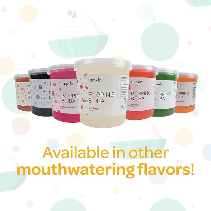 Mayde Popping Boba Pearls for Drinks Desserts &amp Breakfast Bowls (Yogurt Flavor 7 Pounds)