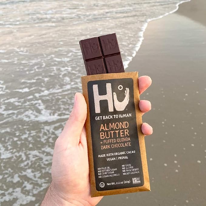 Hu Chocolate Bars | 8 Pack Almond Butter Puffed Quinoa Chocolate | Natural Organic Vegan Gluten Free Paleo Non GMO Fair Trade Dark Chocolate | 2.1oz Each
