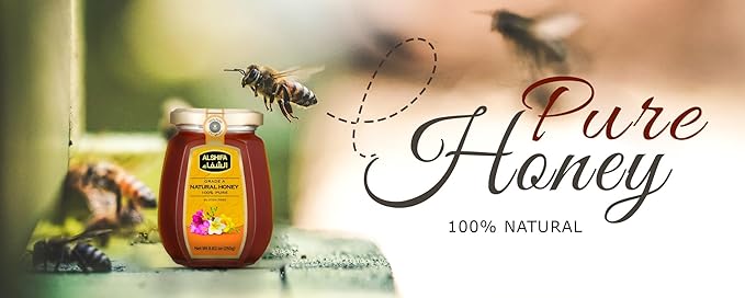ALSHIFA Natural Honey 8.81oz (250g) | Pack of 3 | Raw Pure &amp Unpasteurized | 100% Pure Wildflower | No Added Sugar | Glass Bottle