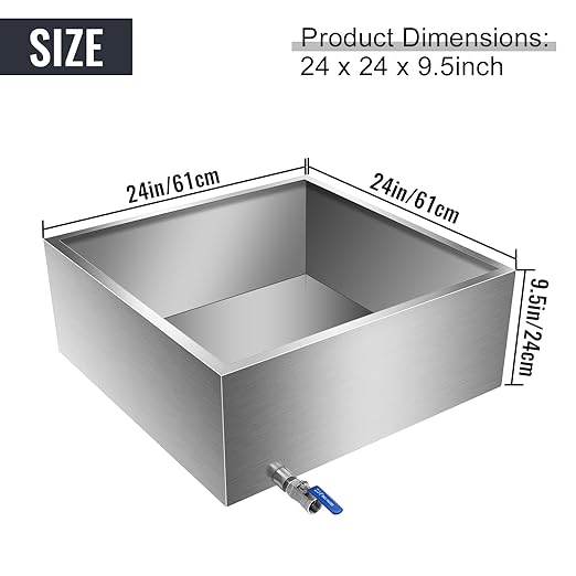 Maple Syrup Evaporator Pan Stainless Steel Maple Syrup Boiling Pan with Valve and Thermometer Sap Evaporator for Boiling Maple Syrup 24 x 24 x 9.5 Inch