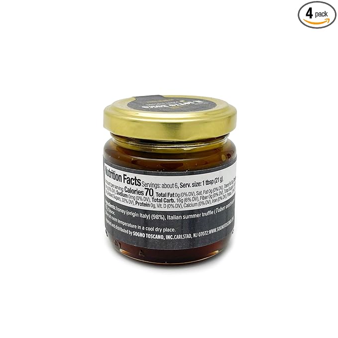 Sogno Toscano HONEY Flavored from MIXED BLOSSOMS WITH BLACK SUMMER TRUFFLES from ITALY - GMO FREE - Jar 100 gr/3.53oz (4)