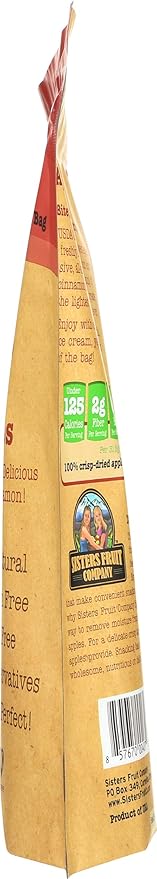 Sisters Fruit Company Apple Chips Cinnamon Apple All Natural Gluten-Free Fat-Free (Contains SIX 2.25 OZ. Bags)
