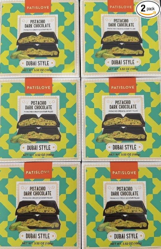 Trader Joe's Pistachio Dark Chocolate – Dubai Style Rich &amp Nutty Gourmet Treat | 3.52 oz (100g) Pack of 24612 (6-pack)