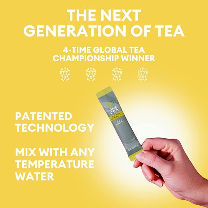 Cusa Tea &amp Coffee | Premium Instant Lemon Black Tea With Real Fruit &amp Spices | Organic Leaves Drink Mix Packets | Hot or Iced Tea (10 Single Servings)