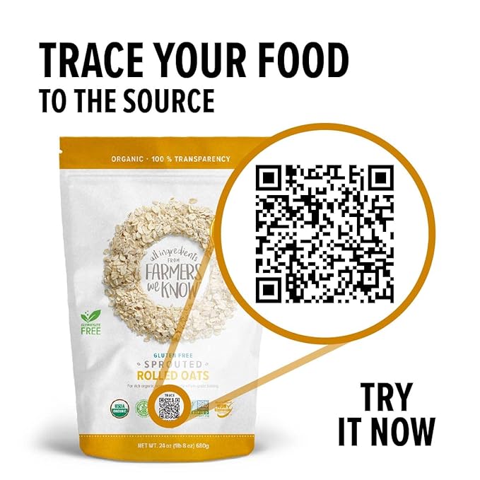 One Degree Organic Foods Sprouted Rolled Oats USDA Organic Non-GMO Gluten Free Oatmeal 24 oz. 4 Pack
